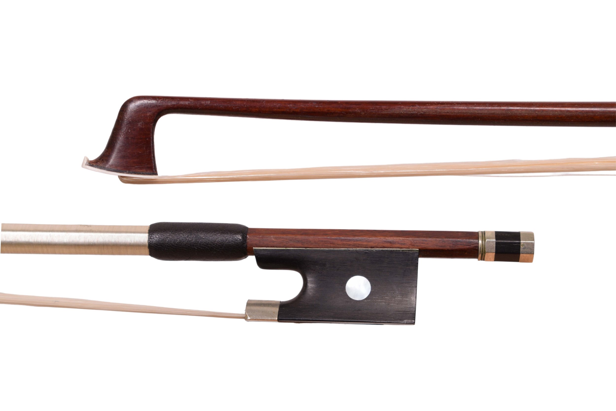 Frog and head of seven eighths size violin bow ...