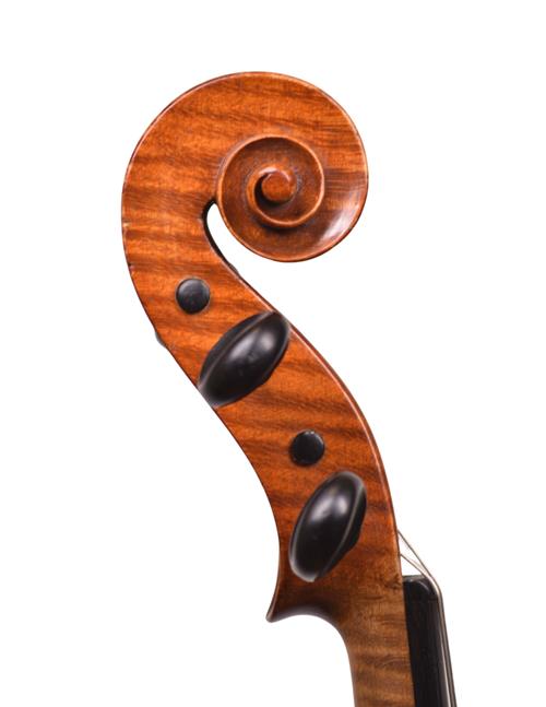 Giovanni Schwartz violin scroll bass side