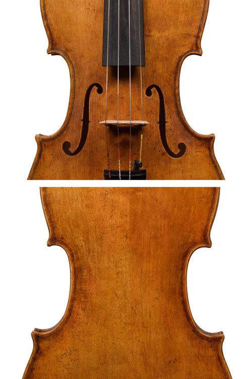 Matthew Fenge Testore violin front detail