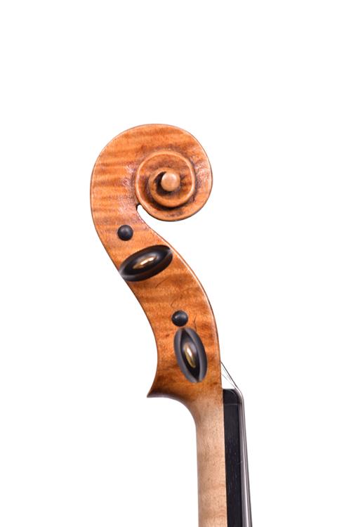 Fenge del Gesu violin scroll bass side