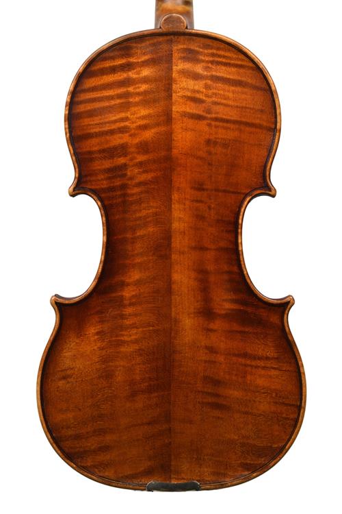 Back of Betts violin showing its highly flamed ...