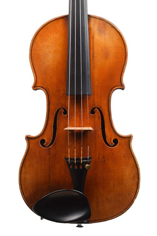 Front of Strad model violin by Honore Derazey