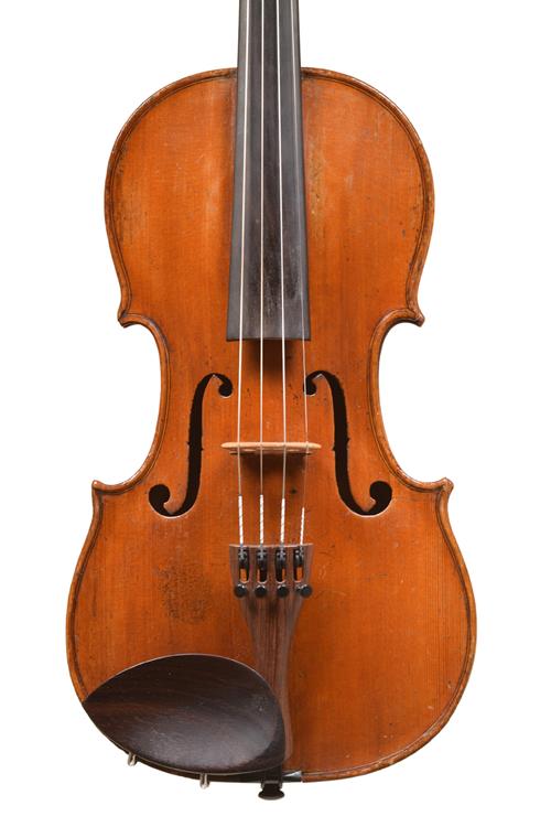 Front of violin by Claude Aubert of Troyes