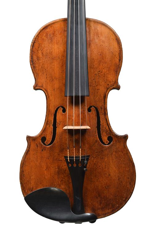Front of violin by Matthew Hardie showing Strad...
