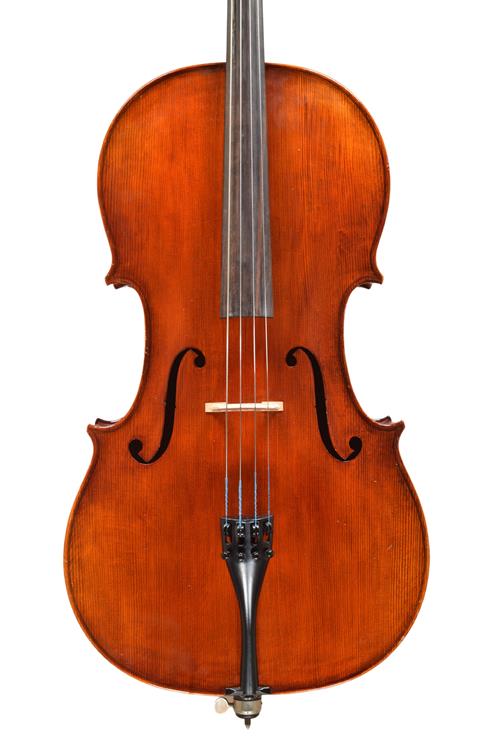 Front of German cello made in Erlangen in the 1...