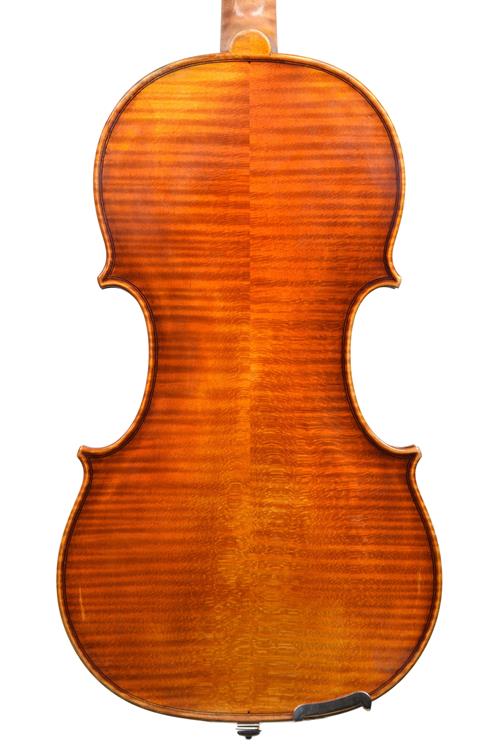 Back of Tomas Pilar Strad model violin showing ...