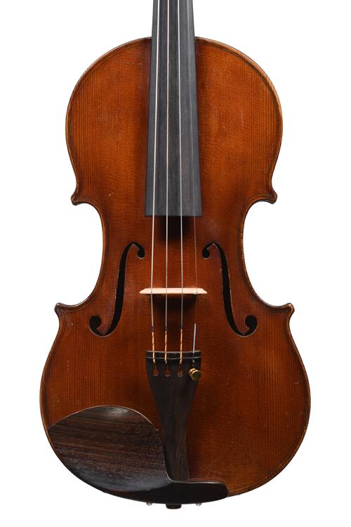 Front of Briggs 1929 violin showing f holes mod...