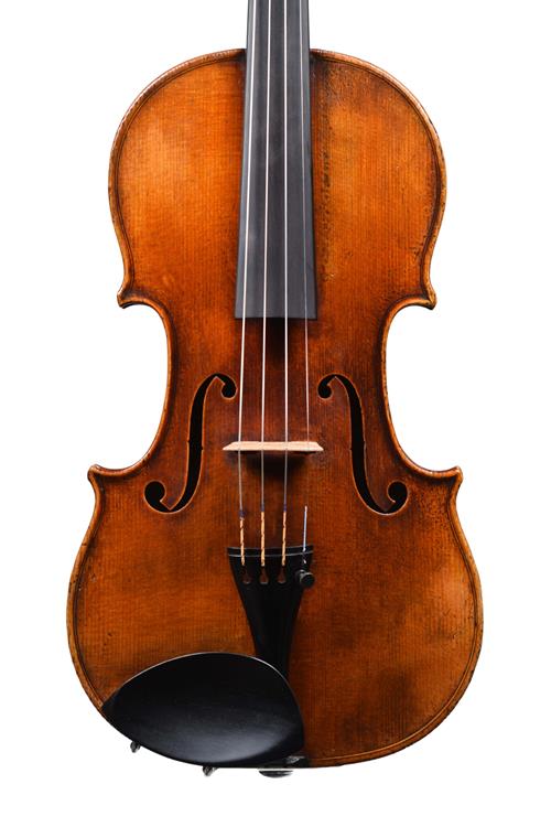 Front of violin by Vuillaume in 1852 showing be...