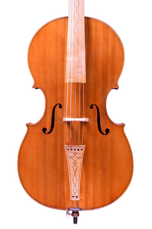 Front of 5 string Baroque cello by Theo Parmakis