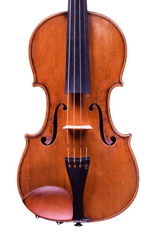 Front of violin by Honore Derazey